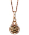 Le Vian Chocolate Diamond (5/8 Ct. T.w.) & Vanilla Diamond (1/4 Ct. T.w.) Halo 18" Pendant Necklace In 14k R