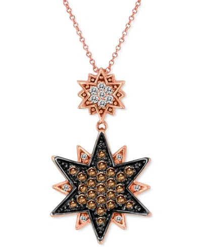 Le Vian Chocolate Diamond (5/8 Ct. T.w.) & Vanilla Diamond (1/6 Ct. T.w.) Double Star 18" Pendant Necklace I