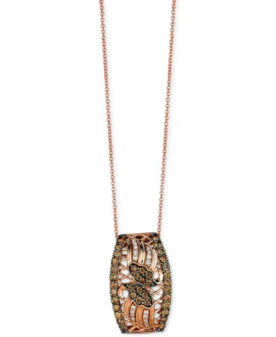 Le Vian Chocolate Diamond (7/8 Ct. T.w.) & Vanilla Diamond (1/10 Ct. T.w.) Lattice Cluster 18" Pendant Neckl
