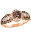Le Vian Chocolate Diamond & Nude Diamond (1-1/2 Ct. T.w.) Halo Ring In 14k Rose Gold In Rose Gold