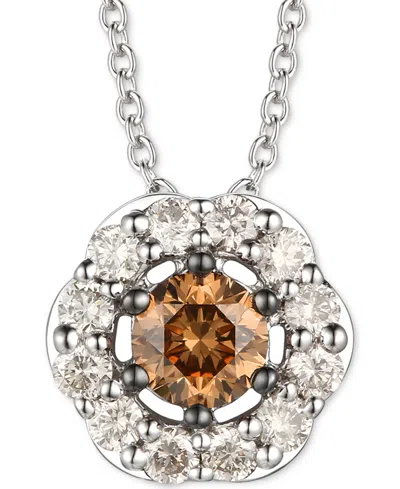 Le Vian Chocolate Diamond & Nude Diamond (1/2 Ct. T.w.) Halo Adjustable 20" Pendant Necklace In 14k White Go In Gold