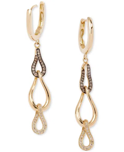 Le Vian Chocolate Diamond & Nude Diamond (1/3 Ct. T.w.) Triple Link Charm Hoop Earrings In 14k Yellow Gold In 14k Honey Gold Earrings