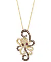 Le Vian Chocolate Diamond & Nude Diamond (7/8 Ct. T.w.) & Passion Ruby (1/20 Ct .t.w.) Octopus 20" Adjustabl
