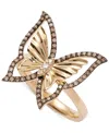 Le Vian Chocolate Diamond & Nude Diamond Butterfly Ring (1/3 Ct. T.w.) In 14k Gold In 14k Honey Gold Ring