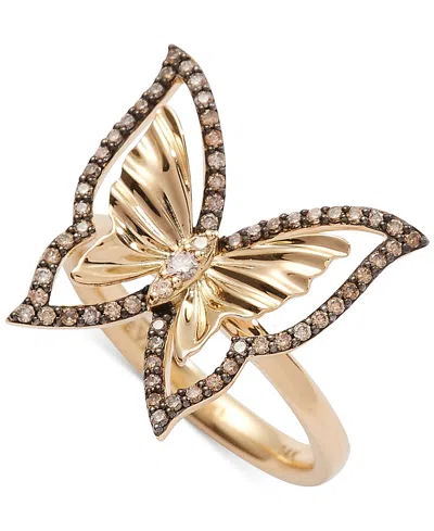 Le Vian Chocolate Diamond & Nude Diamond Butterfly Ring (1/3 Ct. T.w.) In 14k Gold In 14k Honey Gold Ring