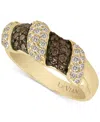 Le Vian Chocolate Diamond & Nude Diamond Diagonal Cluster Ring (3/4 Ct. T.w.) In 14k Gold In Gold