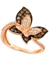 Le Vian Chocolate Diamond & Nude Diamond Double Butterfly Statement Ring (7/8 Ct. T.w.) In 14k Rose Gold In Gold