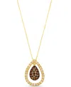Le Vian Chocolate Diamond & Nude Diamond Double Orbital Pear Halo Adjustable 20" Pendant Necklace (3/4 Ct.t. In Gold