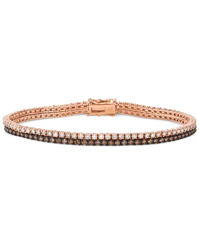Le Vian Chocolate Diamond & Nude Diamond Double Row Tennis Bracelet (3-1/2 Ct. T.w.) In 14k Rose Gold In No Color