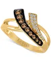 Le Vian Chocolate Diamond & Nude Diamond Double Swoop Statement Ring (3/8 Ct.t.w.) In 14k Gold In Gold