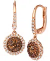 Le Vian Chocolate Diamond & Nude Diamond Flower Drop Earrings (1-1/4 Ct. T.w.) In 14k Rose Gold In 14k Strawberry Gold Earrings