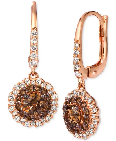 Le Vian Chocolate Diamond & Nude Diamond Flower Drop Earrings (1-1/4 Ct. T.w.) In 14k Rose Gold In 14k Strawberry Gold Earrings