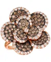 Le Vian Chocolate Diamond & Nude Diamond Flower Statement Ring (2-3/8 Ct. T.w.) In 14k Rose Gold In Gold