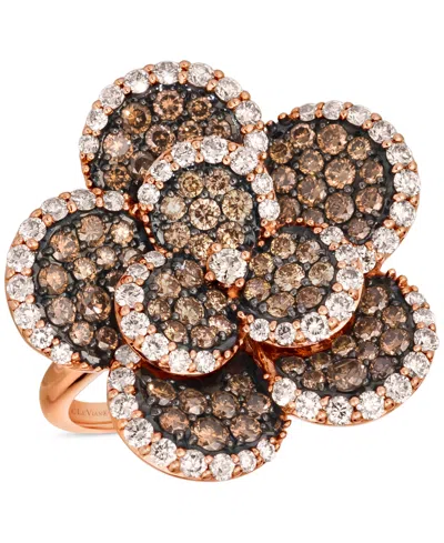 Le Vian Chocolate Diamond & Nude Diamond Flower Statement Ring (2-3/8 Ct. T.w.) In 14k Rose Gold