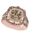 Le Vian Chocolate Diamond & Nude Diamond Halo Cluster Ring (1-1/2 Ct. T.w.) In 14k Rose Gold (also Available In Gold