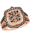 Le Vian Chocolate Diamond & Nude Diamond Halo Cluster Ring (1-1/2 Ct. T.w.) In 14k Rose Gold (also Available In Yellow Gold