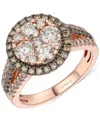 Le Vian Chocolate Diamond & Nude Diamond Halo Cluster Ring (1-5/8 Ct. T.w.) In 14k Rose Gold In No Color