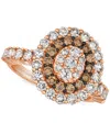 Le Vian Chocolate Diamond & Nude Diamond Halo Cluster Ring (2 Ct. T.w.) In 14k Rose Gold In Gold