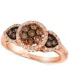 Le Vian Chocolate Diamond & Nude Diamond Halo Cluster Ring (5/8 Ct. T.w.) In 14k Rose Gold In Gold