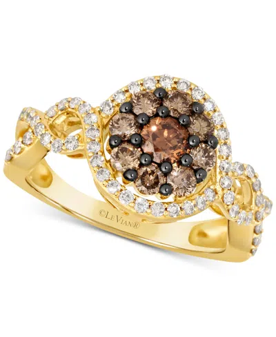 Le Vian Chocolate Diamond & Nude Diamond Halo Cluster Twist Ring (1-1/20 Ct. T.w.) In 14k Gold In Yellow Gold