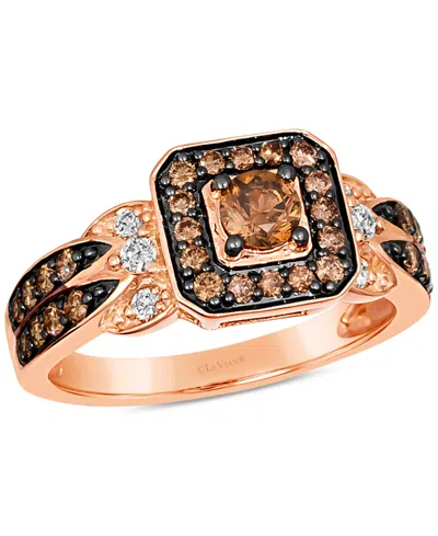 Le Vian Chocolate Diamond & Nude Diamond Halo Double Row Ring (3/4 Ct. T.w.) In 14k Rose Gold In No Color