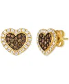Le Vian Chocolate Diamond & Nude Diamond Halo Heart Stud Earrings (3/4 Ct. T.w.) In 14k Gold In Gold