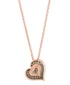Le Vian Chocolate Diamond & Nude Diamond Heart 19" Pendant Necklace (3/8 Ct. T.w.) In 14k Rose Gold In Multi