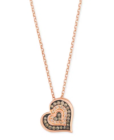 Le Vian Chocolate Diamond & Nude Diamond Heart 19" Pendant Necklace (3/8 Ct. T.w.) In 14k Rose Gold In Multi