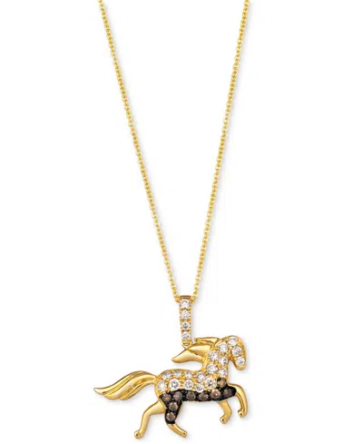 Le Vian Chocolate Diamond & Nude Diamond Horse 20" Adjustable Pendant Necklace (1/2 Ct. T.w.) In 14k Gold In 14k Honey Gold Pendant