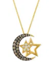 Le Vian Chocolate Diamond & Nude Diamond Moon & Stars Adjustable 20" Pendant Necklace (5/8 Ct. T.w.) In 14k In Yellow Gold
