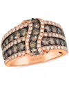 Le Vian Chocolate Diamond & Nude Diamond Multirow Crossover Statement Ring (1-5/8 Ct. T.w.) In 14k Rose Gold In Rose Gold