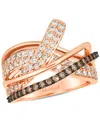 Le Vian Chocolate Diamond & Nude Diamond Multirow Crossover Statement Ring In 14k Rose Gold In No Color