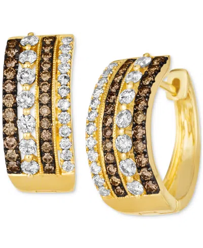 Le Vian Chocolate Diamond & Nude Diamond Multirow Small Hoop Earrings (1-1/4 Ct. T.w.) In 14k Gold, 0.7" (al