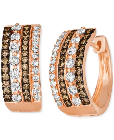 Le Vian Chocolate Diamond & Nude Diamond Multirow Small Hoop Earrings (1-1/4 Ct. T.w.) In 14k Gold, 0.7" (al In Rose Gold