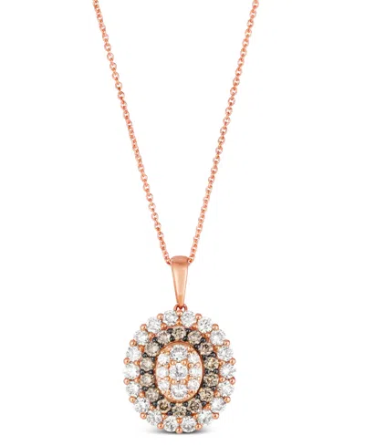 Le Vian Chocolate Diamond & Nude Diamond Oval Halo Adjustable 20" Pendant Necklace (1-1/2 Ct. T.w.) In 14k R In Gold