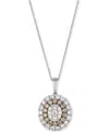 Le Vian Chocolate Diamond & Nude Diamond Oval Halo Adjustable 20" Pendant Necklace (1-1/2 Ct. T.w.) In 14k R In White Gold