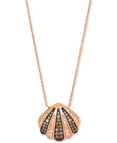 Le Vian Chocolate Diamond & Nude Diamond Shell 19" Adjustable Pendant Necklace (5/8 Ct. T.w.) In 14k Rose Go