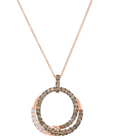 Le Vian Chocolate Diamond & Nude Diamond Spiral Circle Adjustable 20" Pendant Necklace (1-1/20 Ct. T.w.) In 