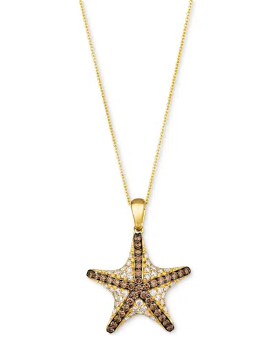 Le Vian Chocolate Diamond & Nude Diamond Starfish 20" Adjustable Pendant Necklace (1-1/3 Ct. T.w.) In 14k Go