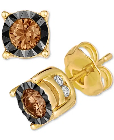 Le Vian Chocolate Diamond & Nude Diamond Stud Earrings (1/2 Ct. T.w) In 14k Rose Gold (also Available In Whi In Yellow Gold