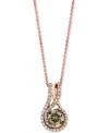 Le Vian Chocolate Diamond & Vanilla Diamond (7/8 Ct. T.w.) Swirl 18" Pendant Necklace In 14k Rose Gold