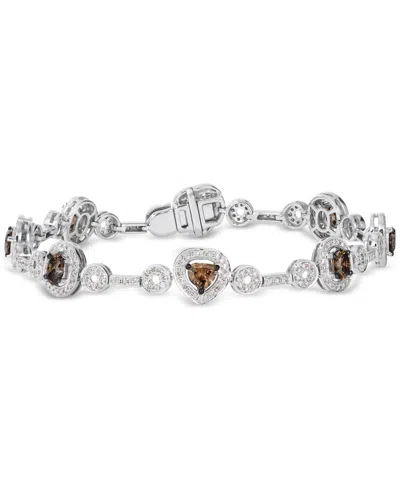 Le Vian Chocolate Diamond & Vanilla Diamond Fancy-cut Halo Cluster Link Bracelet (4-1/2 Ct. T.w.) In 18k Whi In No Color