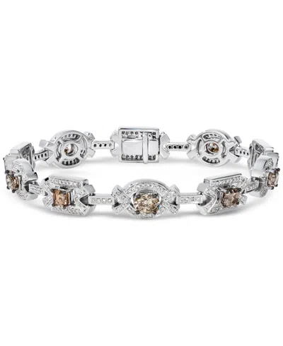 Le Vian Chocolate Diamond & Vanilla Diamond Halo Cluster Link Bracelet (6-3/8 Ct. T.w.) In 18k White Gold In No Color