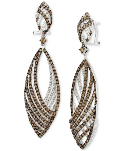 Le Vian Chocolate Diamond & Vanilla Diamond Openwork Navette Drop Earrings (4-5/8 Ct. T.w.) In 14k White Gol In No Color