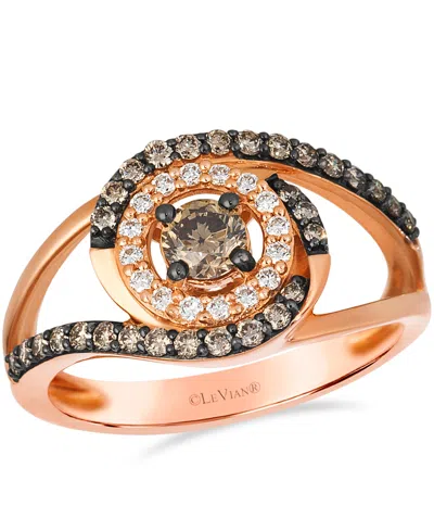 Le Vian Chocolate Diamond And Vanilla Diamond Ring (0.72 Ct. T.w.) In 14k Strawberry Gold