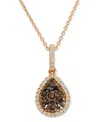 Le Vian Chocolate Diamond & Vanilla Diamond Teardrop Halo 18" Pendant Necklace (1/2 Ct. T.w.) In 14k Rose Go