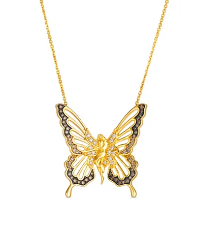 Le Vian Chocolate Diamond Butterfly Pendant Necklace (5/8 Ct. T.w.) In 14k Yellow Gold In White