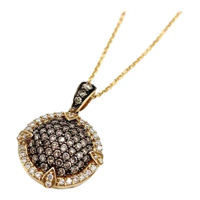 Pre-owned Le Vian Chocolate Diamond Circle Pendant Necklace In 14k Yellow Gold