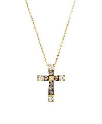 Le Vian Chocolate Diamond Cross Pendant (0.98 Ct. T.w.) In 14k Yellow Gold