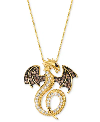 Le Vian Chocolate Diamond, Nude Diamond & Blackberry Diamond Dragon Pendant Necklace (1 Ct. T.w) In 14k Hone In Gold